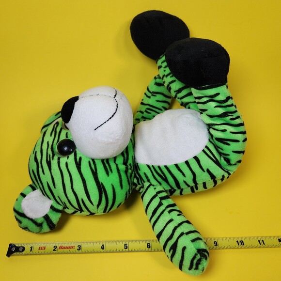 Kellytoy Bear Plush Smiling Toy  Stuffed Animal Green Black Tiger Stripe - Picture 7 of 8
